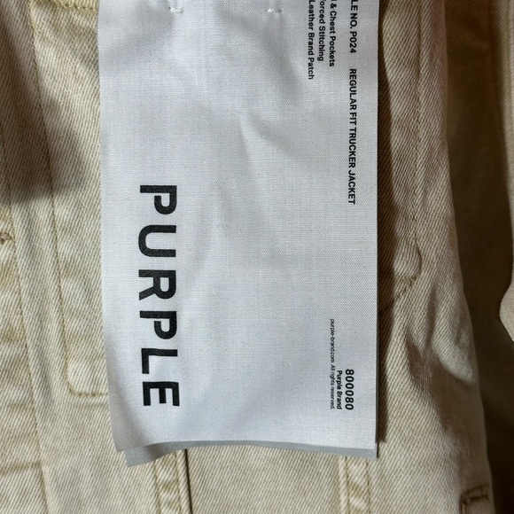 Purple Brand Jacket Mens Mediumm Beige Embossed Logo Denim Trucker Western NWT - Picture 7 of 16